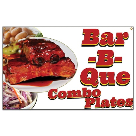 Signmission Bar-B-Que Combo Plates Banner Concession Stand Food Truck Single Sided B-72 Bar-B-Que Combo Plates19